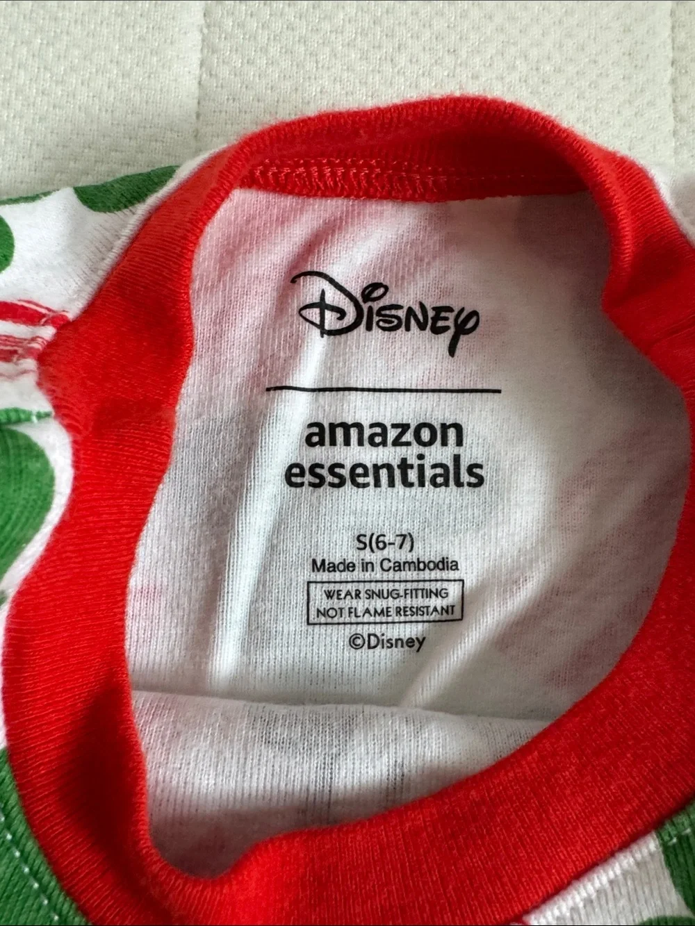 Disney Christmas Green, Red & White Mickey Mouse Kids Pajama Set